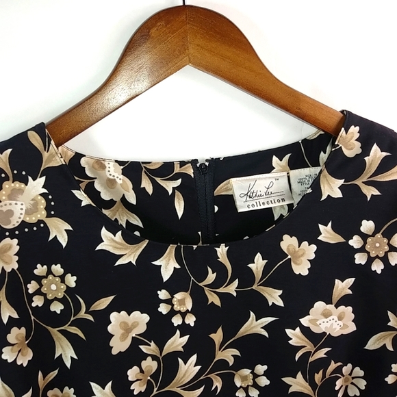 Kathy Lee 18 Black Tan Floral Maxi Dress - Picture 2 of 8